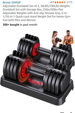 SAMUP Adjustable Dumbbell Set 50LBS/100LBS Pair
