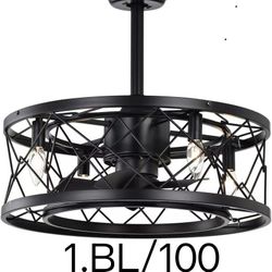 20in Caged Ceiling Fan with Lights, 3 Speed Metal Ceiling Fan Light with E12 Socket Adjustable Reversible Ac Motor Low Noise Fan Lights for Bedroom Li