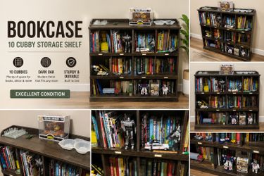 Sauder Barrister Lane 10-Cubby Bookcase – Dark Oak – Excellent Condition