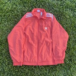 red coral adidas tracksuit top