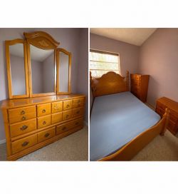 Wooden queen bedroom set bed