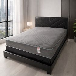 NEW BED FRAME QUEEN SIZE WITH MATTRESS AND BOX SPRING