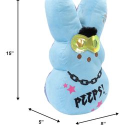 Peeps Animal Adventure | Shaggy Bunny Peeps | 15” Collectible Plush | Blue Emo Bunny (NEW)