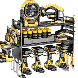 Brand New 16.5" W Power Tool Organizer Wall Mount, 3-Layer, 6 Drill Holders