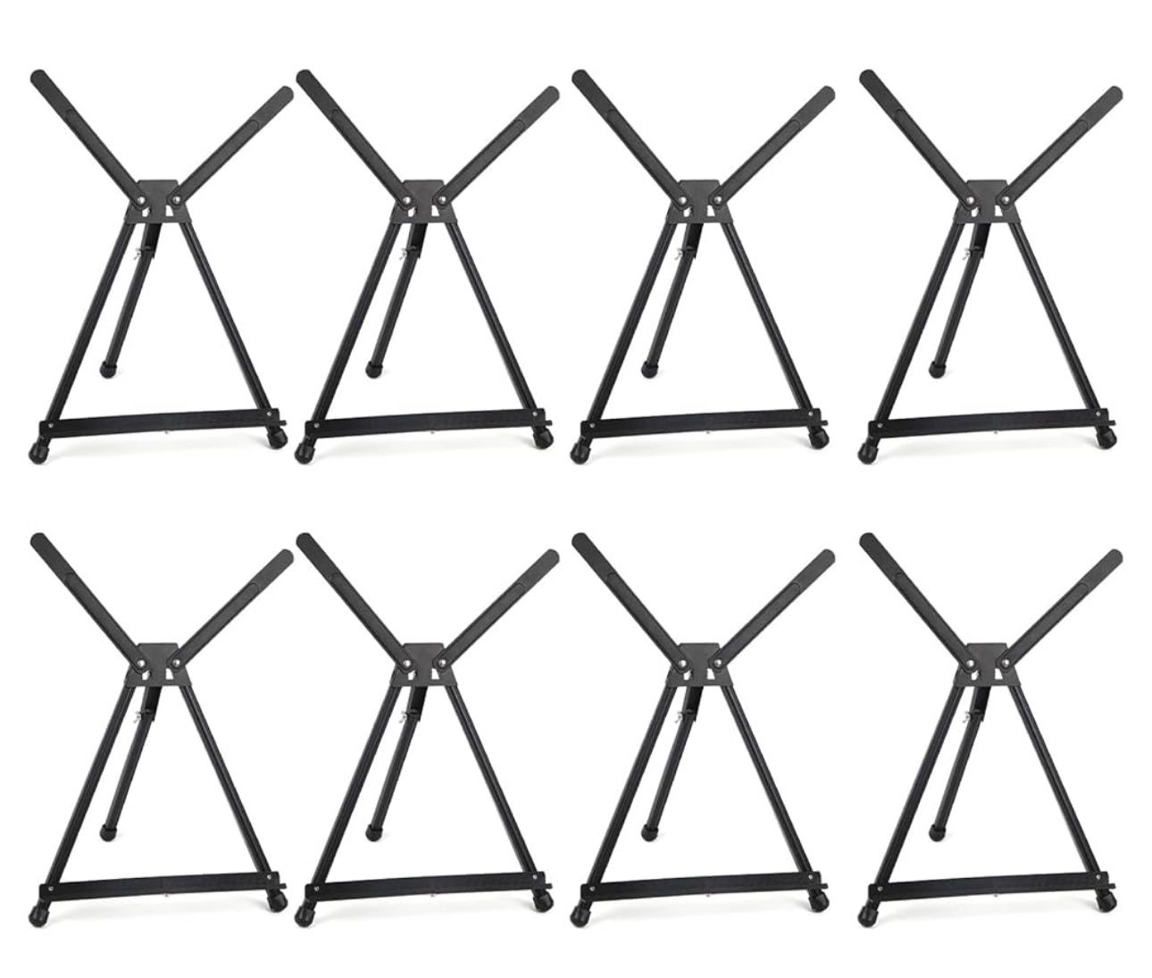 15" to 21" Tabletop Easel Display, Black Tripod with Rubber Feet, Holds Canvas, Paintings, Books, Photos, Signs (8 Pack)