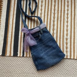 Blue Denim Jean Messenger Bag 