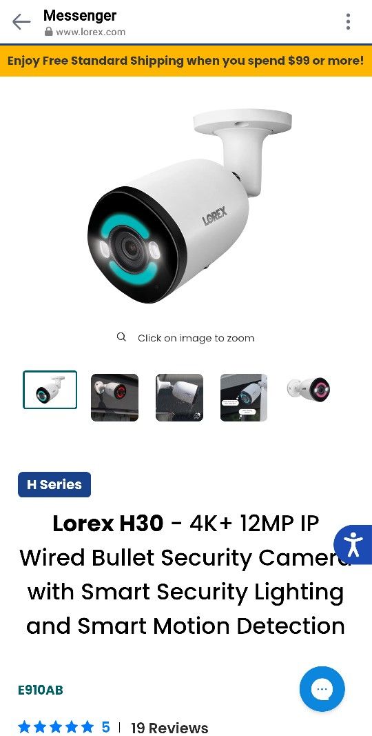 Lorex H30 4K+ 12MP IP Wired Bullet Security Camera with Smart
