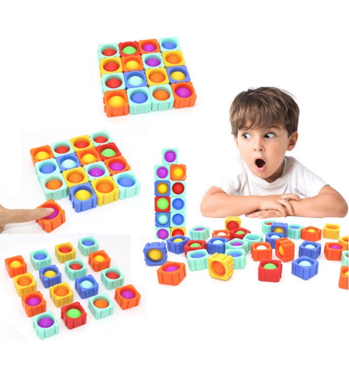 Big Cube Fidget Building Blocks Push Popper Bubble Austim Toys Puzzle 108pcs Set