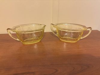Vintage Depression, Glass Creamer, And Sugar No Chips Or Cracks