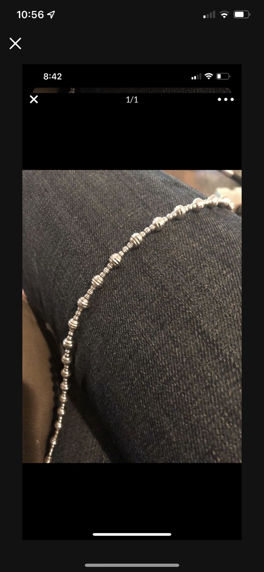 18k White Gold Necklace Diamond Cut Beads 26.2 Grams