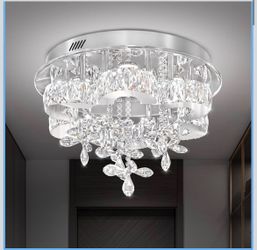 Flashing God W16'' Modern Crystal Chandelier for Living Room Dinning Room Crystal Raindrop Chandelier Flowers Ceiling Lighting @A6-450