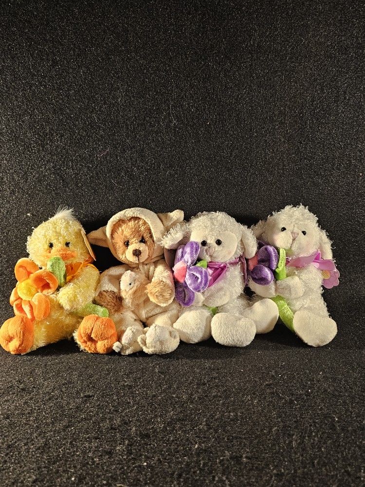 Qty: 4 Vintage 2006 March Of Dimes Bean Bags For Babies Duck, Bear, Lamb/Sheep New!