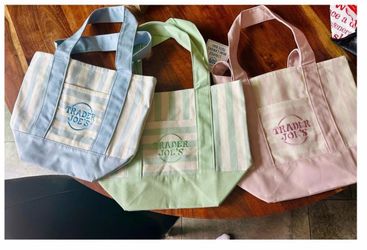 Rare limited Edition: Trader Joe's Striped Mini Canvas Tote Bags