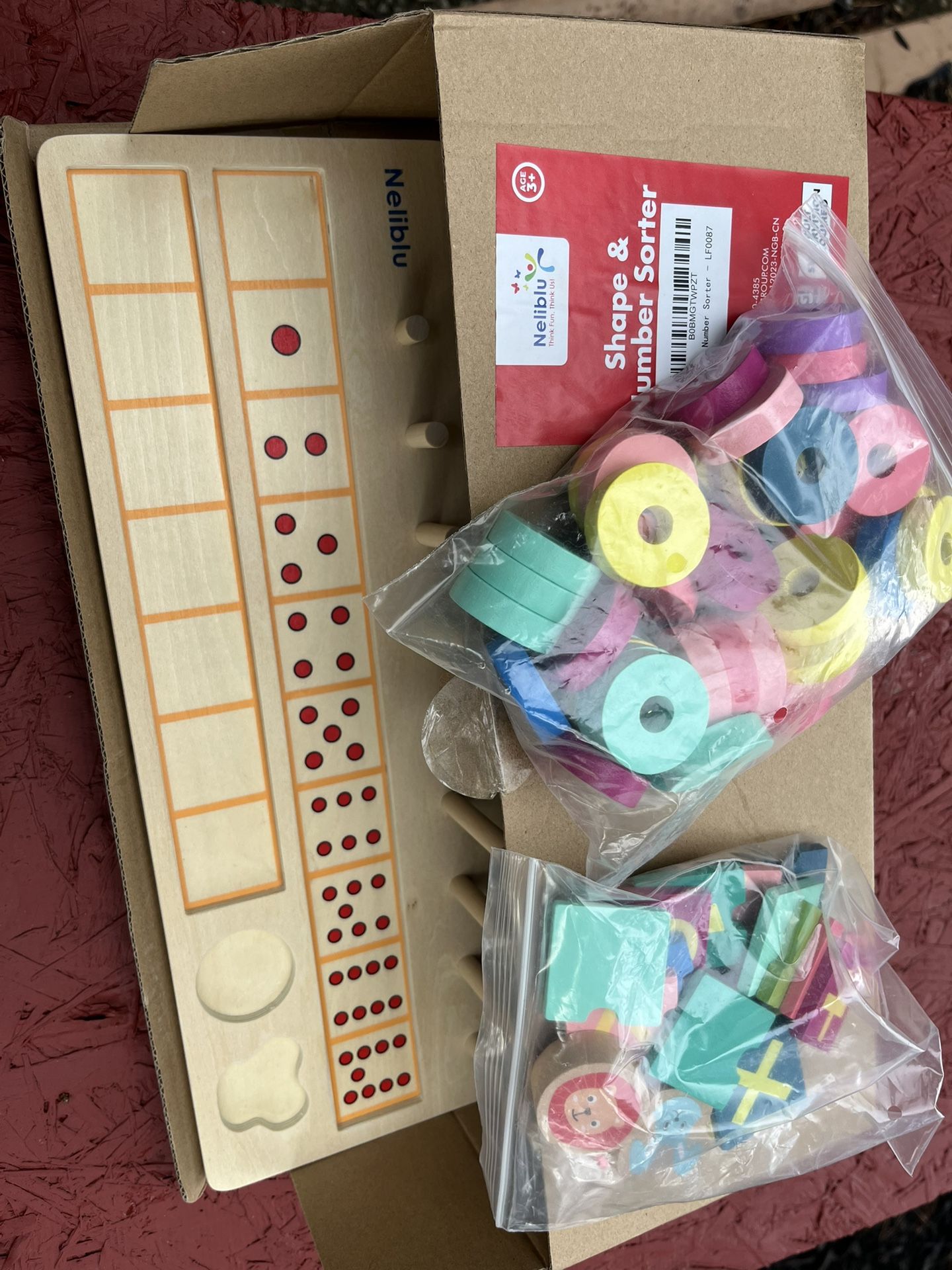 Neliblu Colorful Wooden Shape and Number Sorter Toy 5