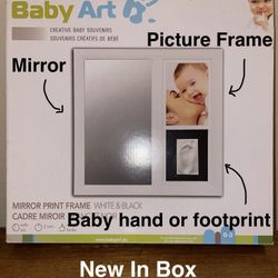 New In Box! Baby Art Mirror Print Frame 