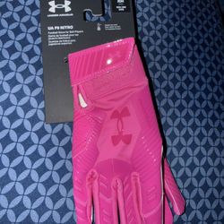 UA Brand New Pink Football Gloves  Youth Small 