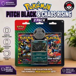 (x1) UNRELEASED Pokémon TCG Pitch Black & Chaos Rising 2-Pack Bundle