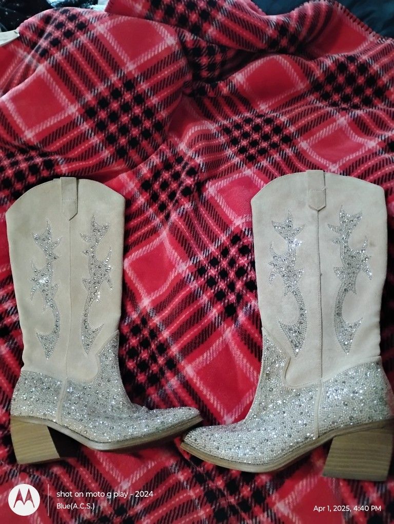 Bedazzled Under Knee High Boots