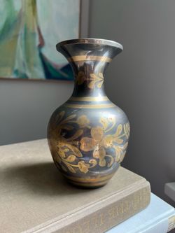 Small Vintage Brass Floral Vase ( firm on price )