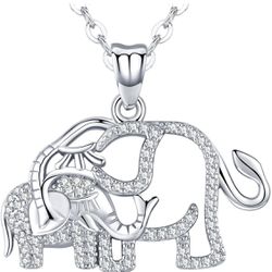 Brand New Sterling, Silver Elephant Necklace In Gift Box