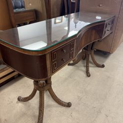 Vintage Regency style mahogany kidney-shaped writing desk  - 54” x 19” 