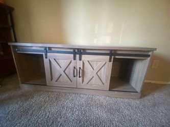 Farmhouse TV Stand with Sliding Barn Doors