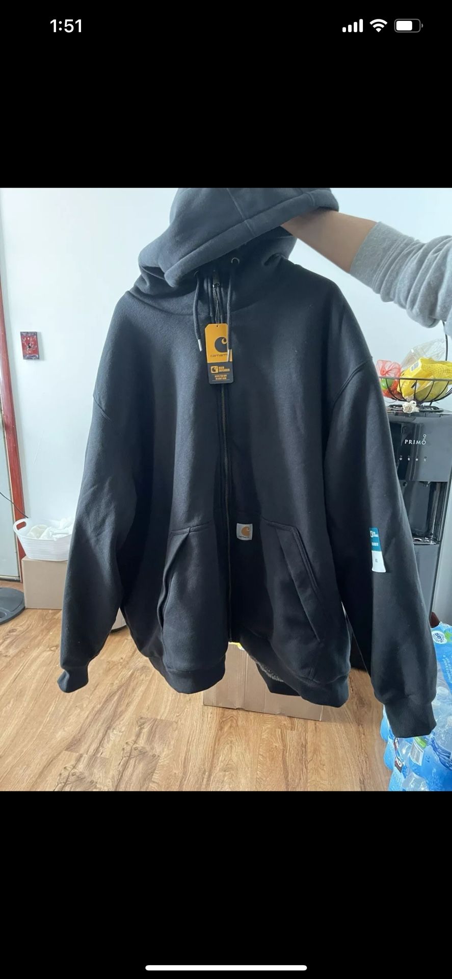 Carhartt 4X Black Sherpa Lined Hooded Zip Up Jacket