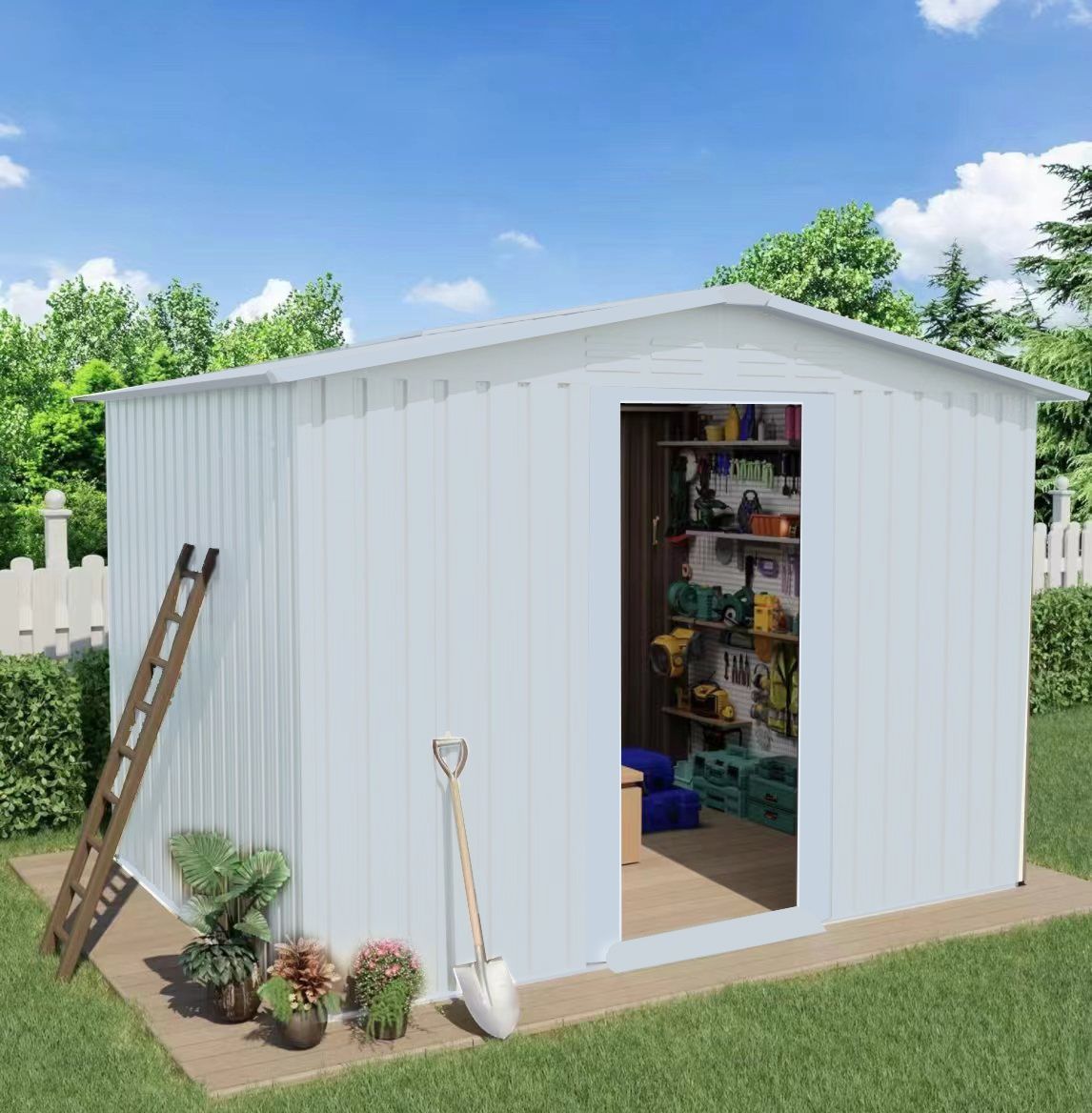 8'x6' Outdoor Storage Shed Outdoor Galvanized Metal Tool Shed with Vents & Sliding Door, Waterproof Garden Shed for Patio,Lawn,Backyard to Store Bikes