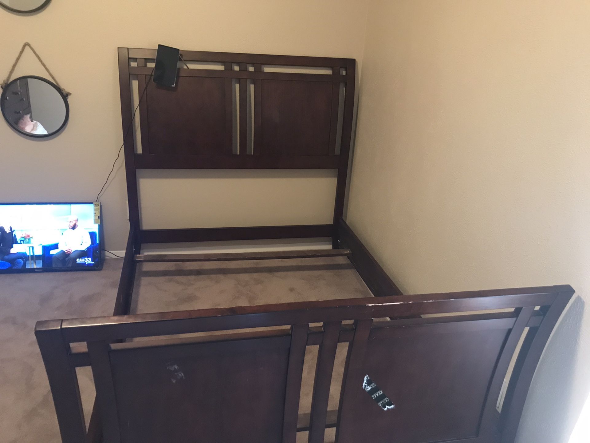 Full siz bed frame , dresser, 32inch roku tv