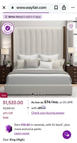 King Size Upholstered Bed Frame LIKE NEW