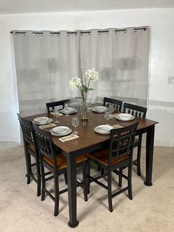 High Extendable Dining Table with 6 Chairs * Comedor Alto de Mesa con Extension y 6 Sillas