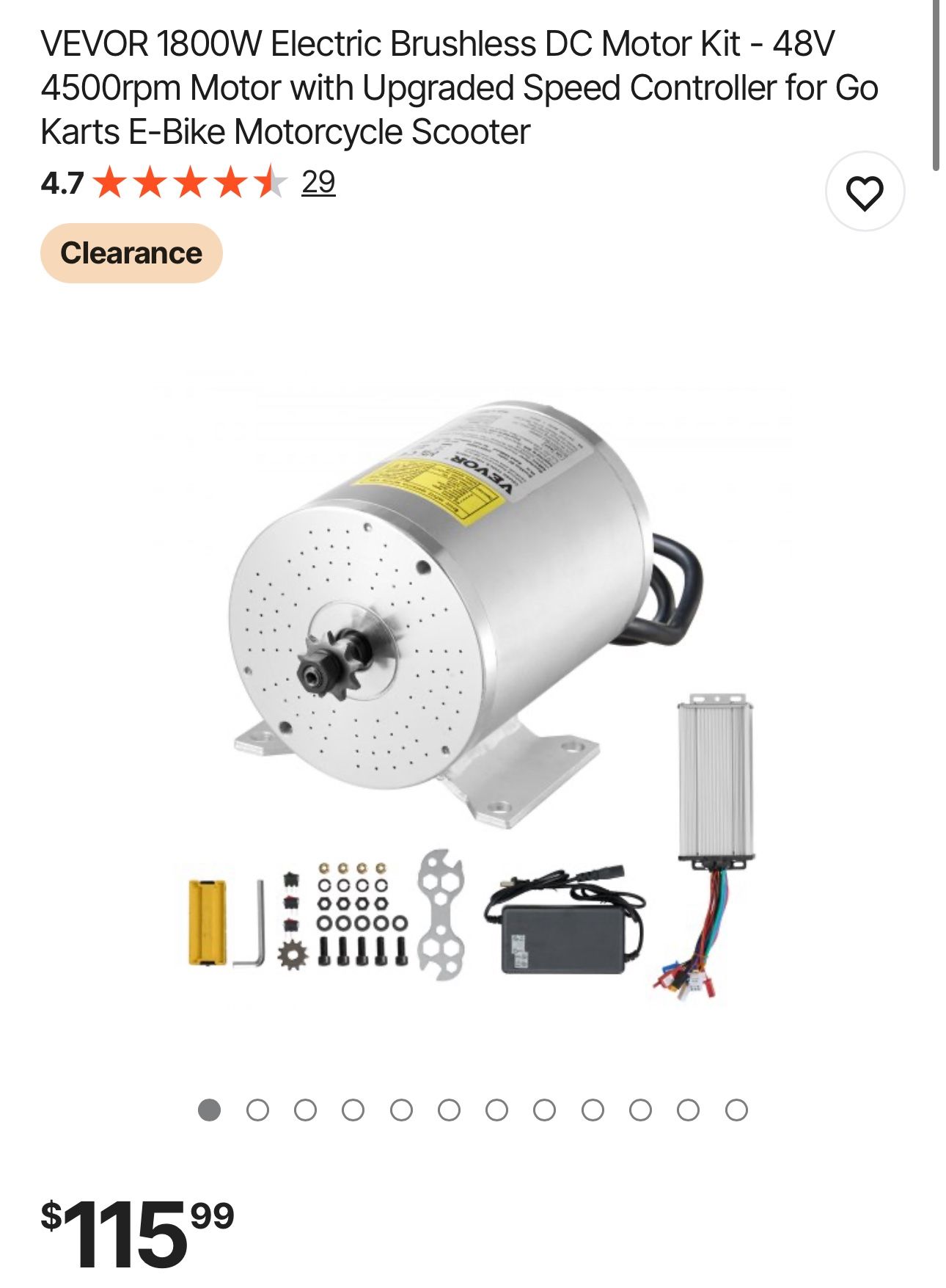 VEVOR 1800W Electric Brushless DC Motor