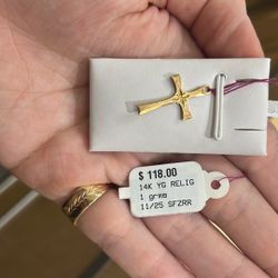 14k Little Gold Cross Pendant