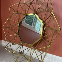 Metal Brushed gold Framed High quality octagonal mirror 