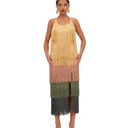 Andrea Iyamah Neme Fringe Dress Size M