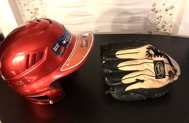 Louisville Slugger LS 1053P 10.5” Youth Baseball Glove And Exclusive Batting Helmet One Size Fits 6 1/2-7 1/2