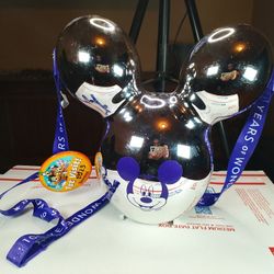 Disney Parks 100 Year Anniversary Popcorn Bucket Disneyland Silver Mickey Mouse 