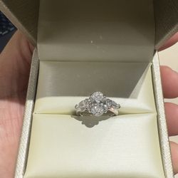 Oval and Pear Lab Diamond in 14K Solid White Gold Ring