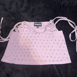 Horoscopez Lavender Purple Rhinestone Lace Up Glam Mini Skirt