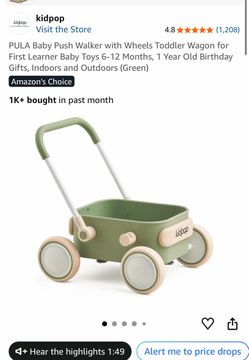 Kidpop PULA Baby Push Walker Toddler Wagon Green