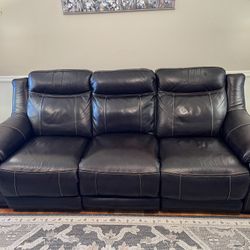 Brown Leather Sofa With 2 Power Recliner Ends