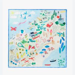 NWT Authentic Kate Spade Montauk Map 100% Silk Square Scarf 