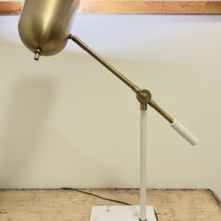 Arcadia Collection Brass-Finish Marble Base Adjustable Task Lamp, Model AF42015  *Pick up in Alexandria   Base 7” x 5” 14” to adjustable lever, 20” hi