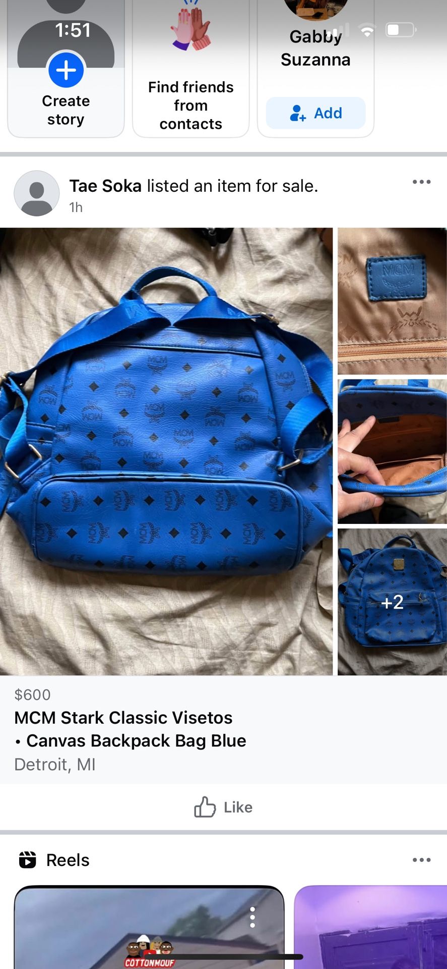 MCM Stark Classic Small Visetos Canvas Backpack Bag Blue
