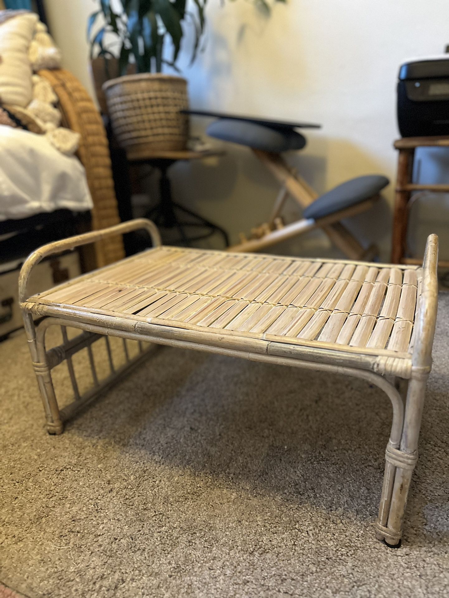 Bamboo Rattan Tweed Shoe Rack or Bed Table/tray 