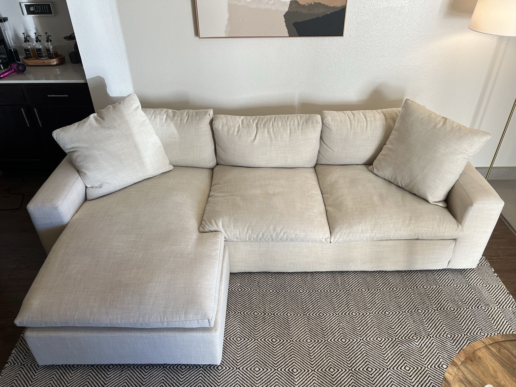 Linen Sofa From Living Spaces 108” With Reversible Chaise