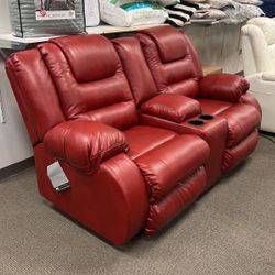 Red PU Leather Sofa (ONLY 1)