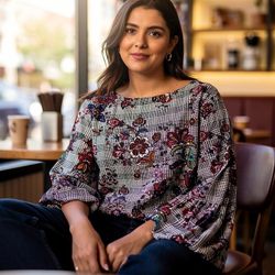 Floral Blouse With Bell Sleeves 