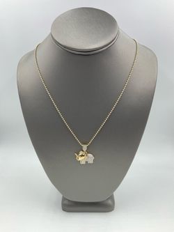 14KT YELLOW GOLD 22” BEADED CHAIN 6.2GR W/ 14KT YELLOW GOLD ELEPHANT CHARM 4.0GR W/ DIAMONDS APPRX .35CT TDW