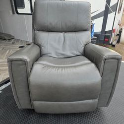 La-Z-Boy® Apollo Blue Grey Leather Power Rocking Recliner with Headrest and Lumbar